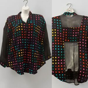 Vintage Diana Marco Polka Dot Sheer Blouse Size 20 Womens 80s Whimsigoth Top USA